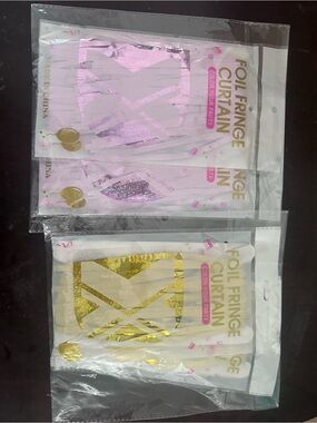 Foil Fringe Party Curtains - Pink and Gold